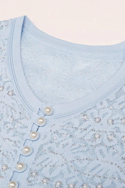 GINA Knit Pearl Embellished Pleated Maxi Dress – Elegant Beaded Gown
