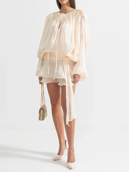 IREM RUFFLED LONG SLEEVED MINI DRESS