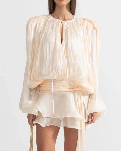 IREM RUFFLED LONG SLEEVED MINI DRESS