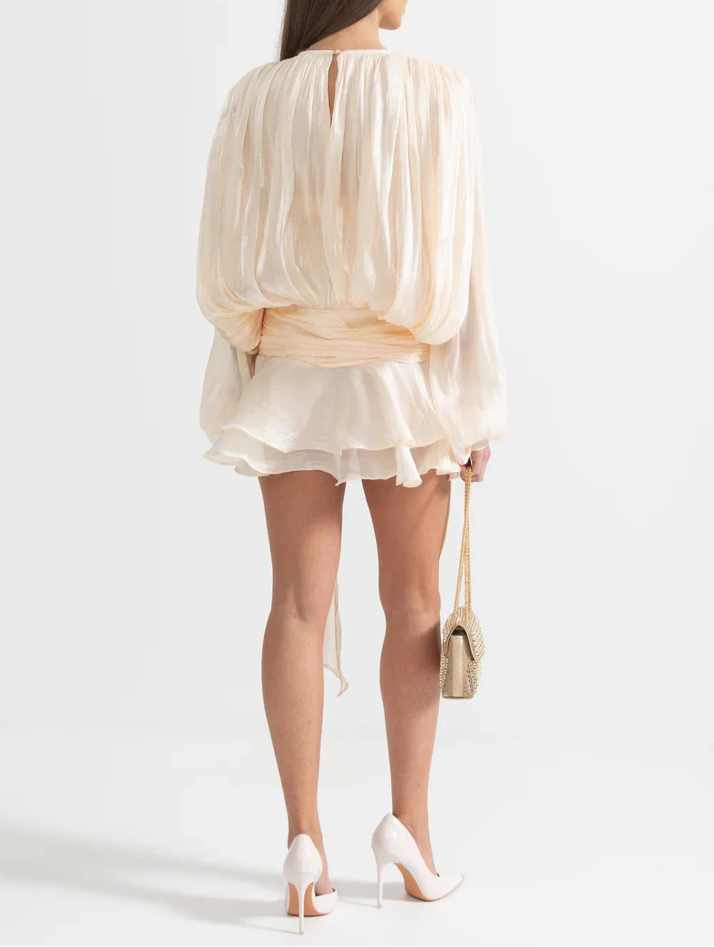 IREM RUFFLED LONG SLEEVED MINI DRESS