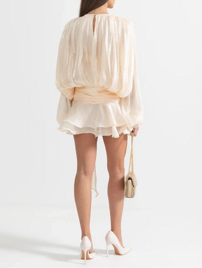 IREM RUFFLED LONG SLEEVED MINI DRESS
