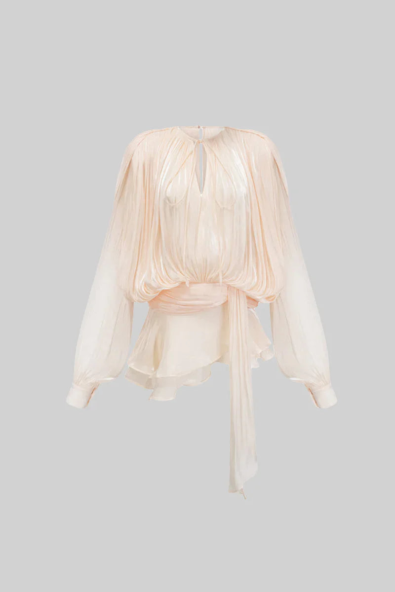 IREM RUFFLED LONG SLEEVED MINI DRESS