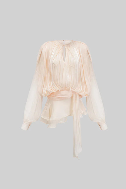 IREM RUFFLED LONG SLEEVED MINI DRESS