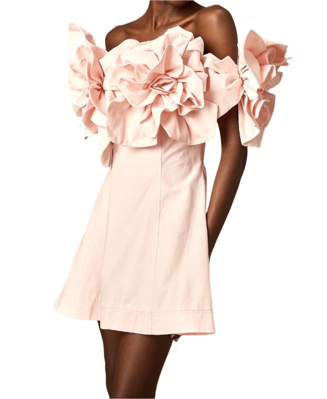 ISIDORA OFF-SHOULDER 3D-PETAL MINI DRESS