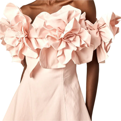ISIDORA OFF-SHOULDER 3D-PETAL MINI DRESS