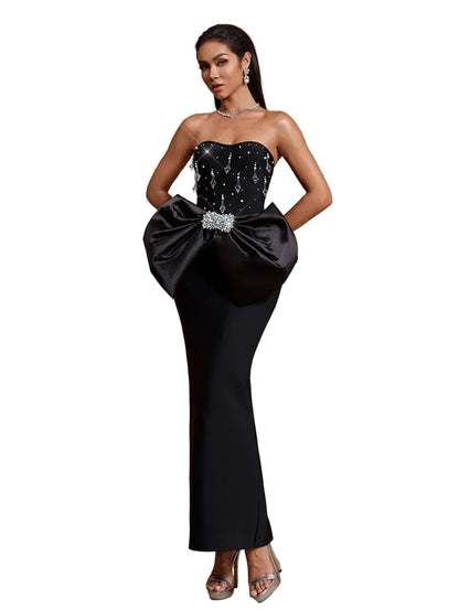 JADA Crystal Strapless Bow Gown