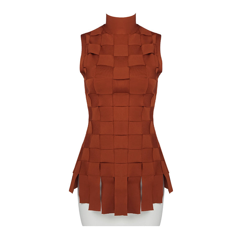 JESSA High neck Brown and white Bandage Set