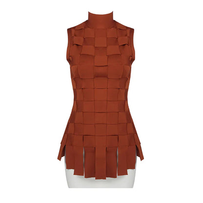 NEXT DAY DELIVERY JESSA High neck Brown and white Bandage Set
