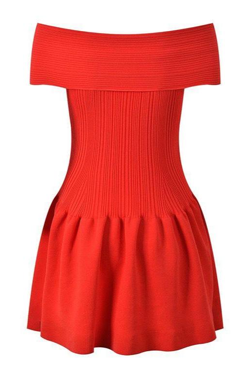 JULSIE Off of the Shoulder Flare Bodycon Dress