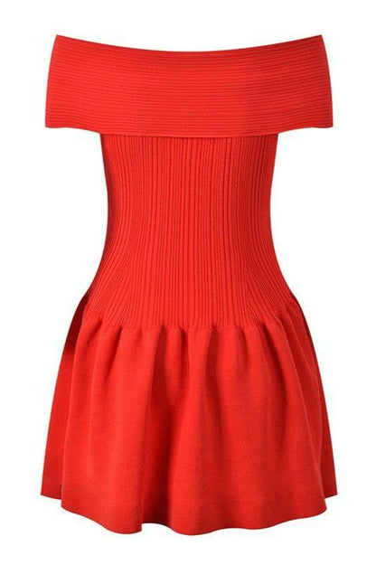 JULSIE Off of the Shoulder Flare Bodycon Dress