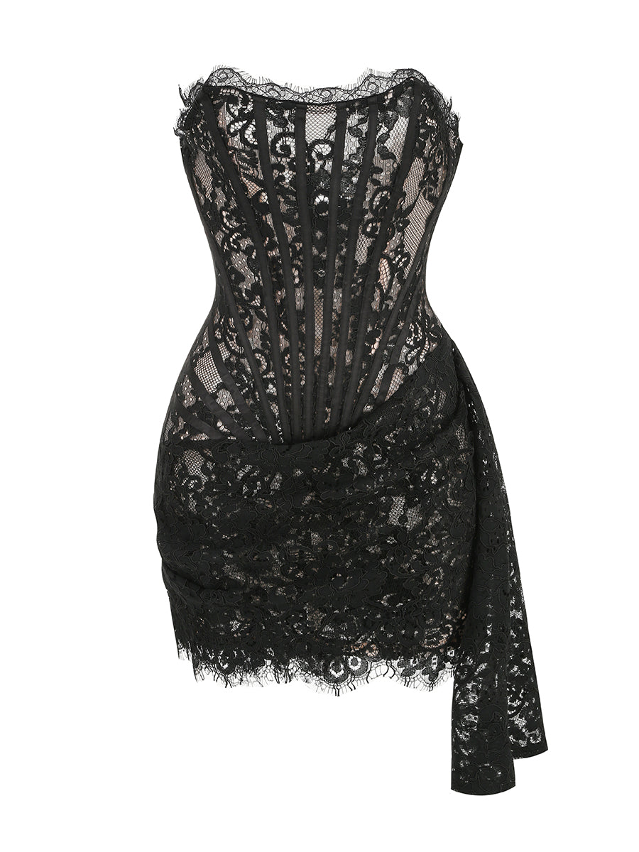 KARINA Strapless Lace Mini Bodycon Dress