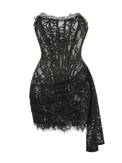 KARINA Strapless Lace Mini Bodycon Dress