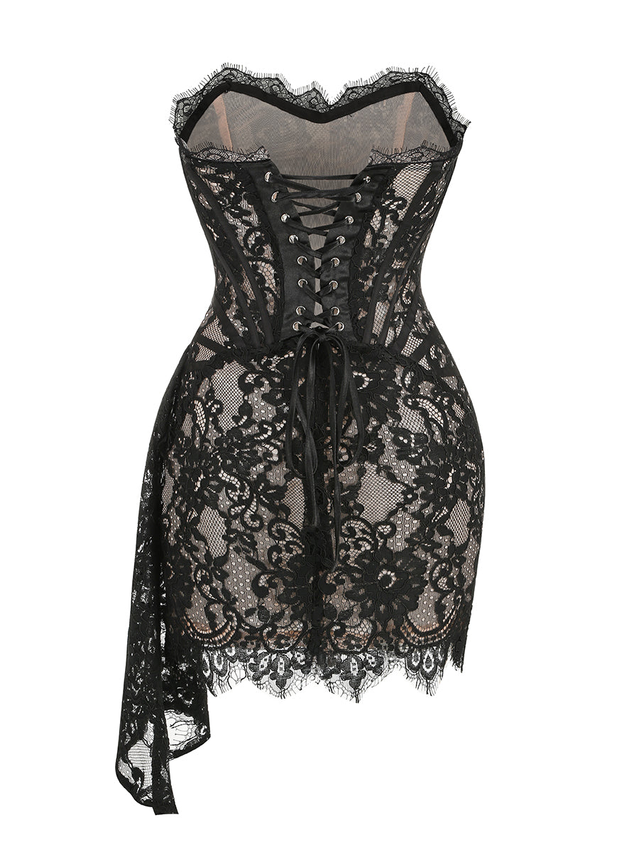 KARINA Strapless Lace Mini Bodycon Dress