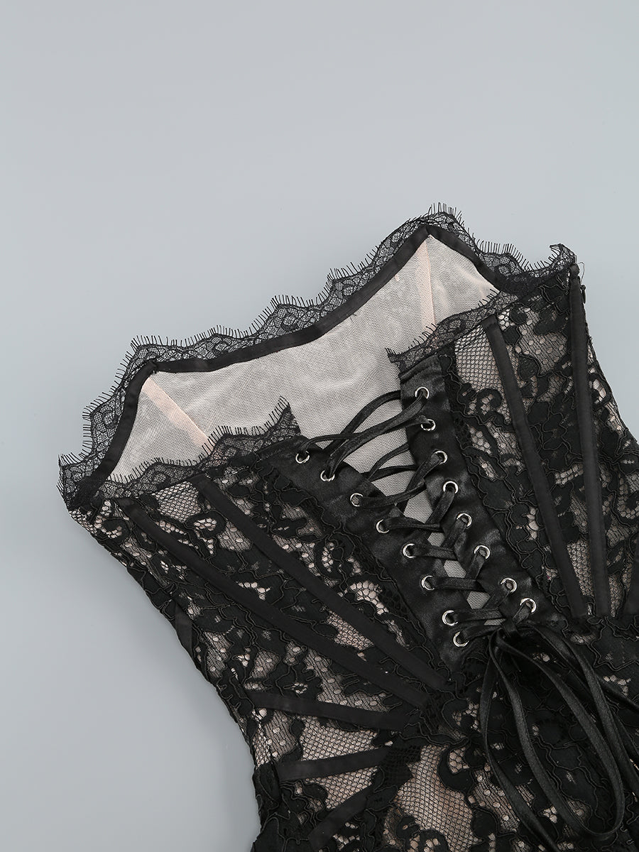 KARINA Strapless Lace Mini Bodycon Dress