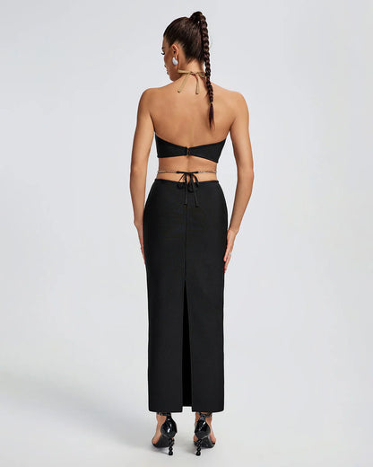 NEXT DAY DELIVERY KARLA Gold Chain Waist Cutout Bandage Dress