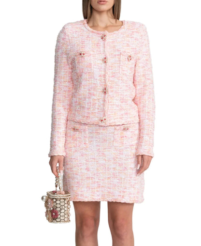 KIMBERLY Tweed Embellished Buttons Bodycon Set