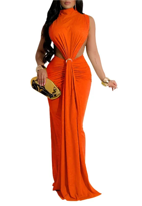 LAIKA Sexy Cut Out Maxi Summer Dress ORANGE