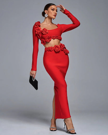 LARONA Flowers Bandage Two Piece Set