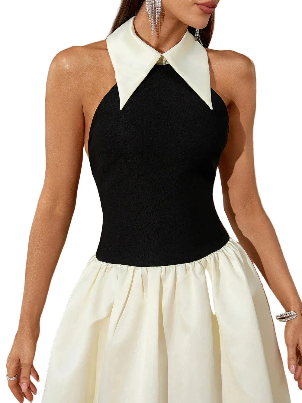 LIDIA Bicolor Open Back Maxi Dress