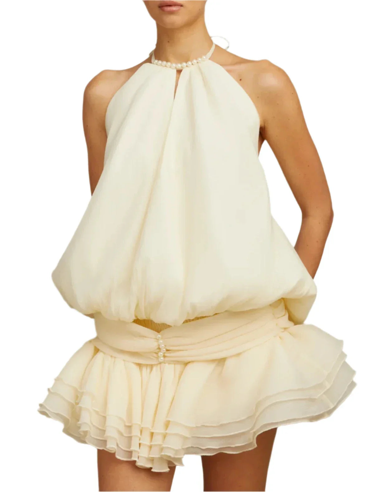 NEXT DAY DELIVERY LILOU HALTERNECK PEARL MINI DRESS