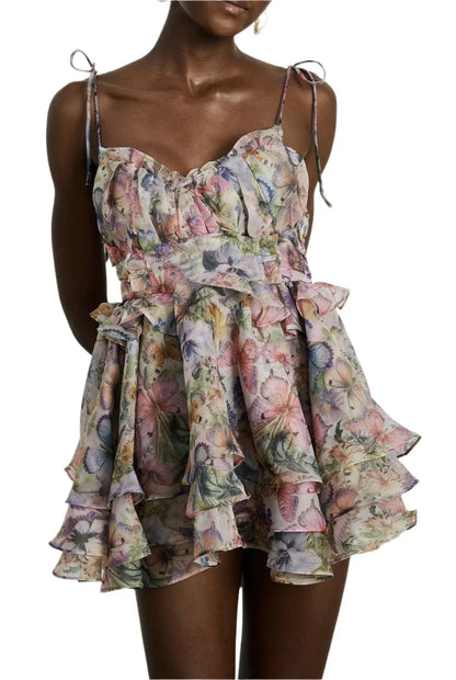 NEXT DAY DELIVERY LINA Flowers Corset Mini Bodycon Dress