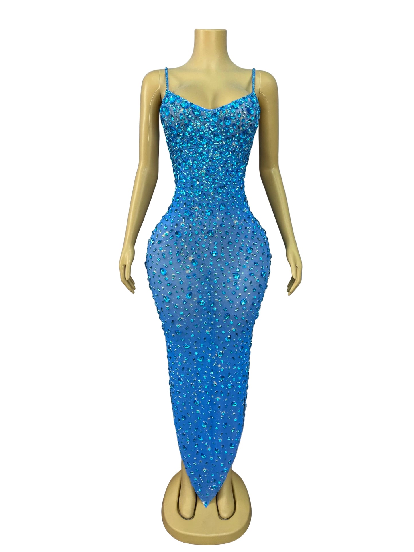 LUNARIA Crystal Gradient Mermaid Gown BLUE