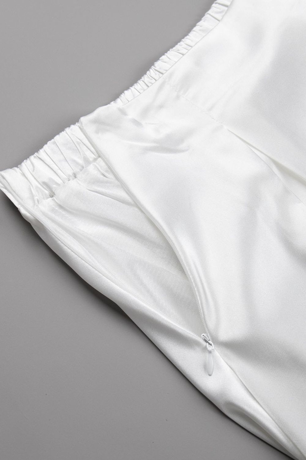 Back Elastic Waist Satin Ankle Length Skirt