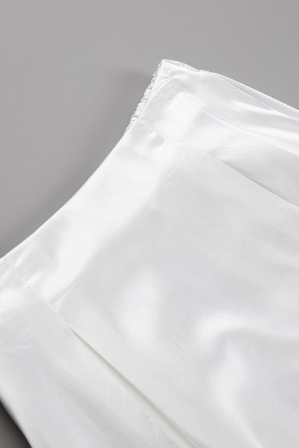 Back Elastic Waist Satin Ankle Length Skirt