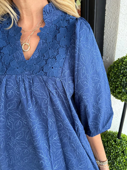Faye | Women's Puff Sleeve Mini Dress V-Neck Smock Babydoll