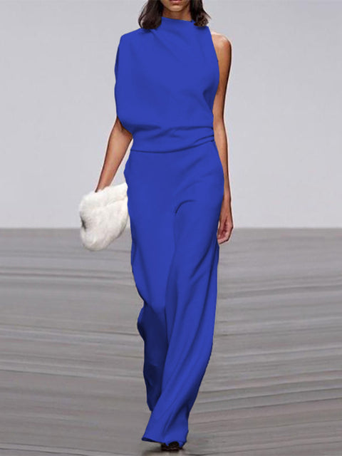 Maren | Women's One Shoulder Wide Leg Jumpsuit Sleeveless Formal