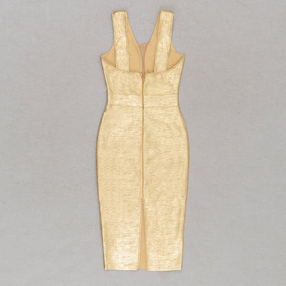 MADISON Gold Metallic Bandage Dress