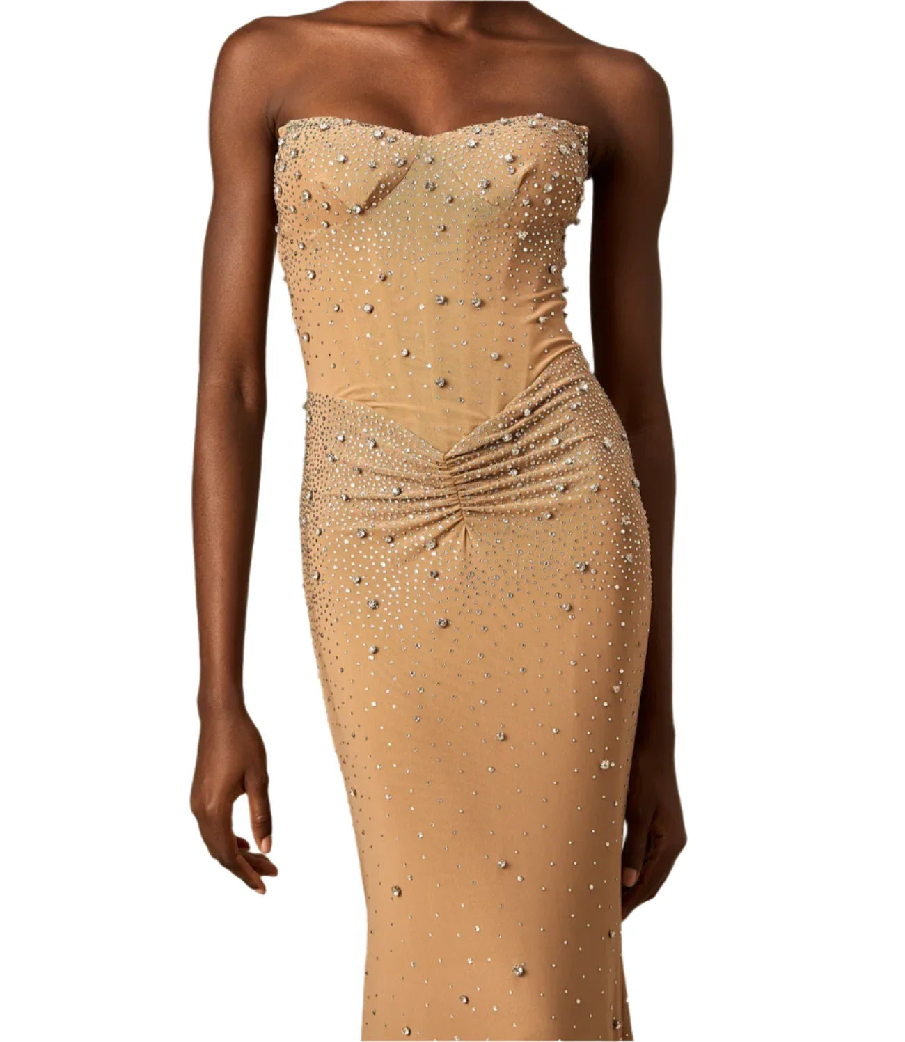 MAEVA CRYSTAL SMOCKED MAXI DRESS