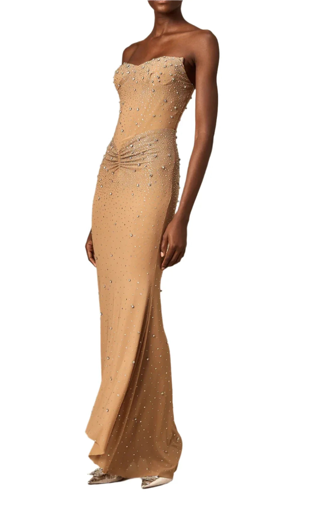 MAEVA CRYSTAL SMOCKED MAXI DRESS