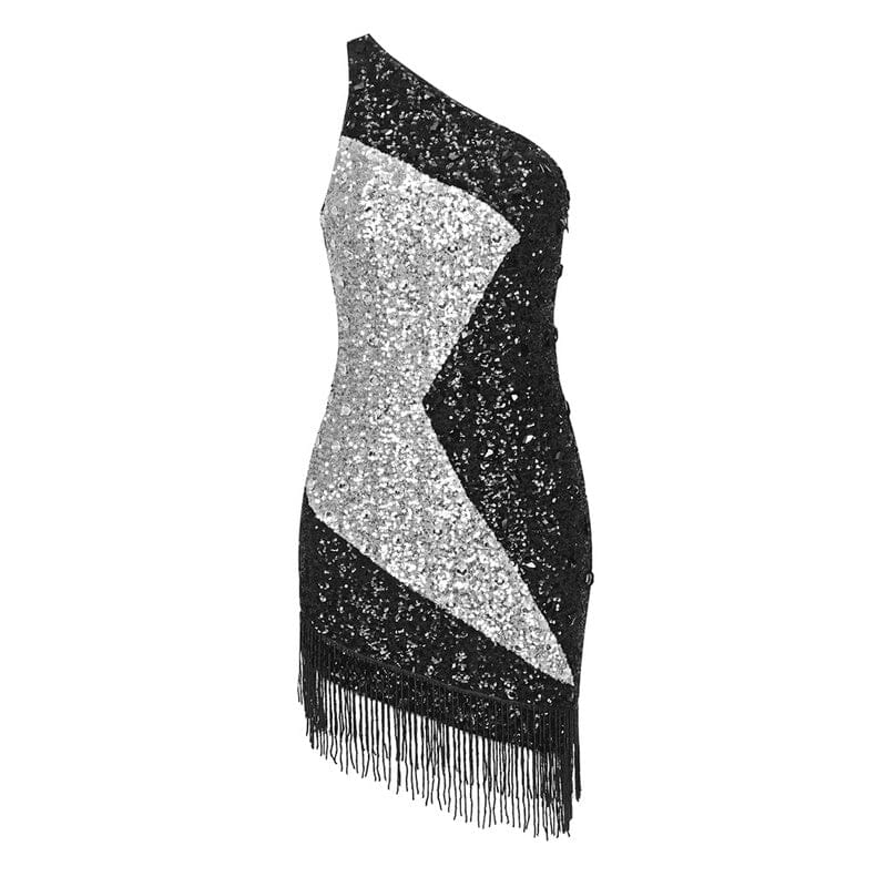 MAGDALENA One Shoulder Sequins Bodycon Dress