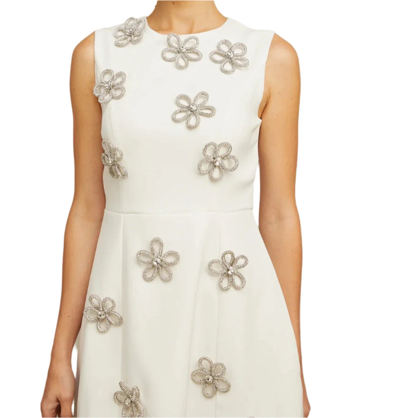 MARGOT WHITE FLOWER CRYSTAL MINI DRESS