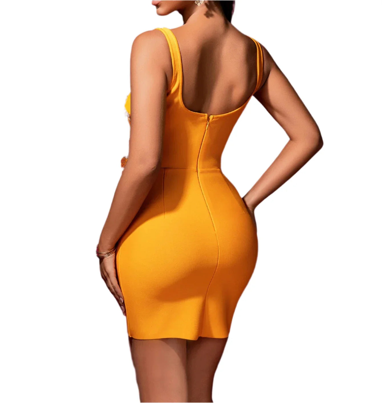 MATEA Gold Butterfly Embellished Bandage Mini Dress