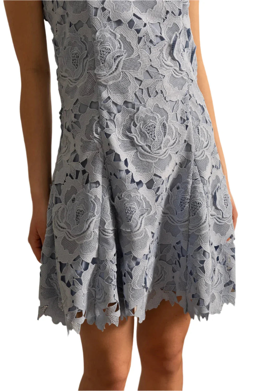 MELEK Sparkling Necklace Lace Floral Bodycon Dress