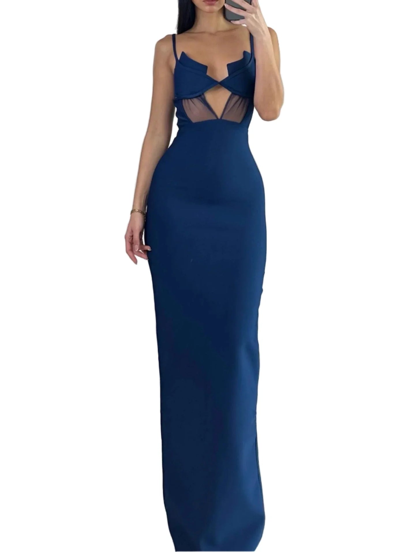 MELODIA Cut Out Bandage Maxi Dress BLUE