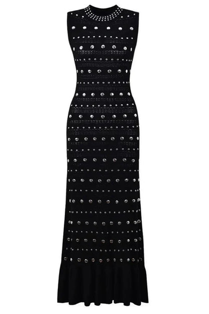 MILENA Knit Maxi Bodycon Dress BLACK