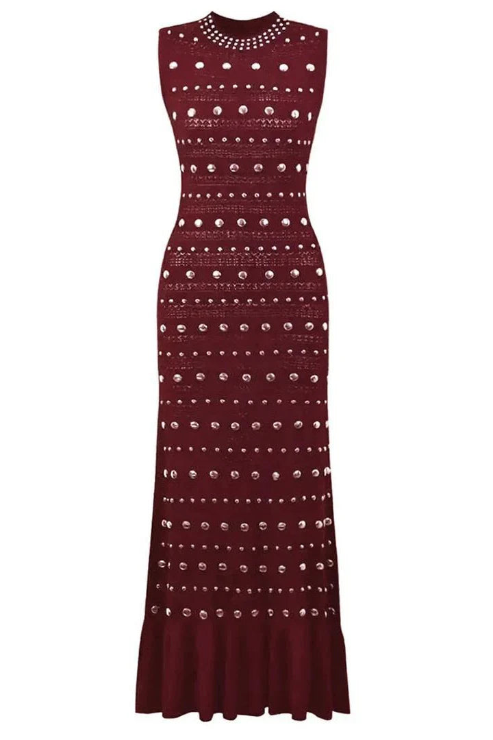 MILENA Knit Maxi Bodycon Dress WINE