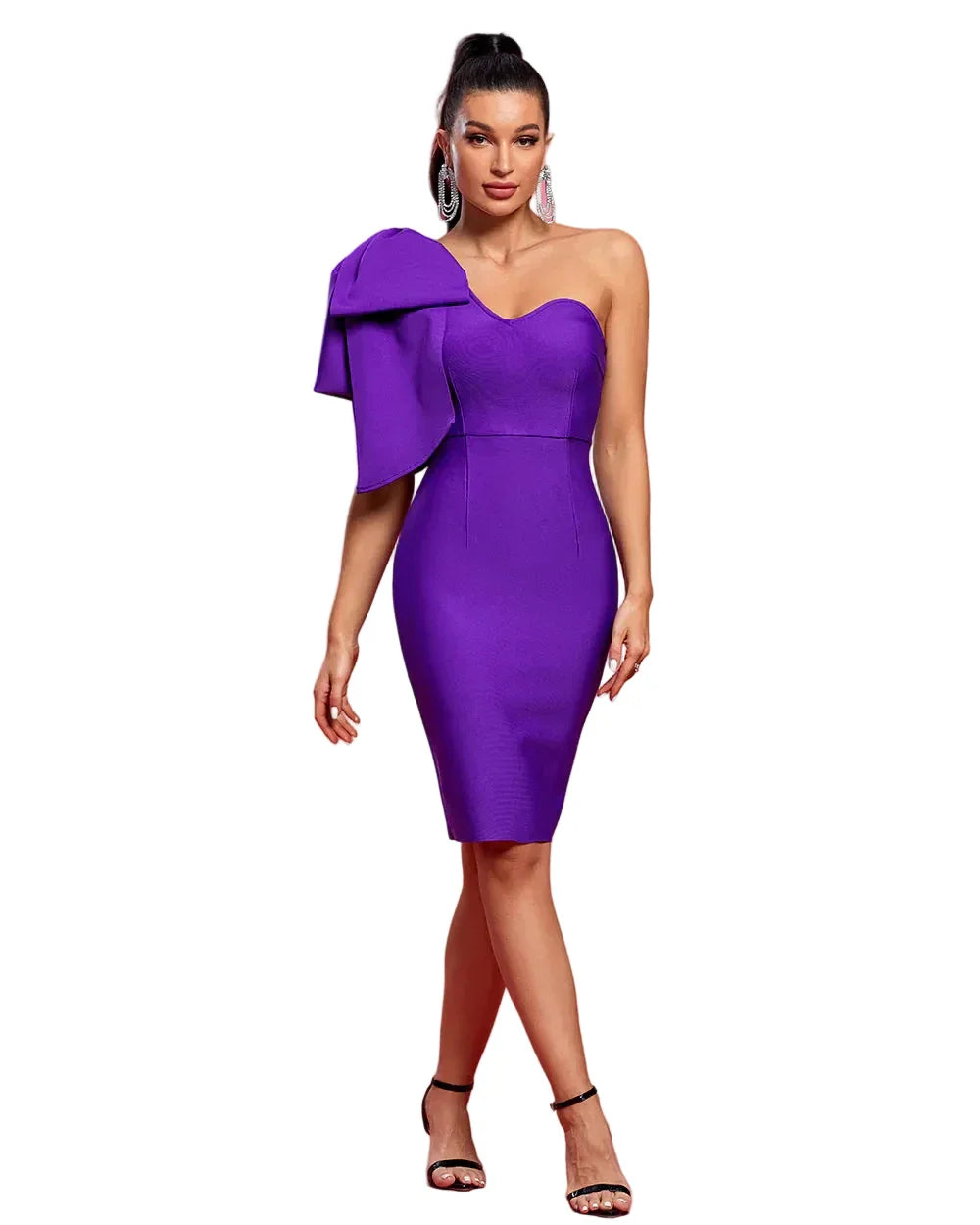 MOIRA One-Shoulder Bow Cocktail Dress PURPLE