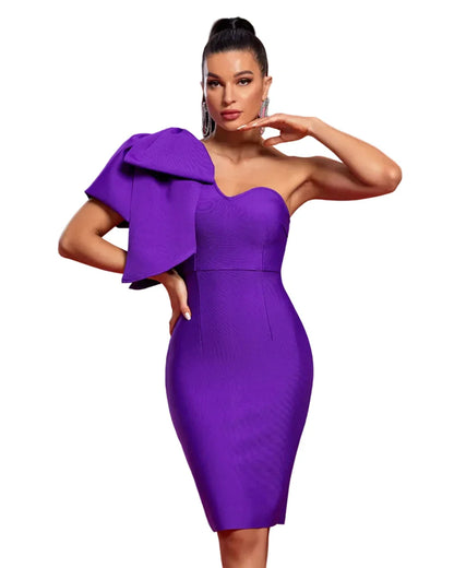 MOIRA One-Shoulder Bow Cocktail Dress