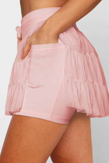 Ruched Mini Skort with Pockets
