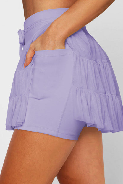Ruched Mini Skort with Pockets