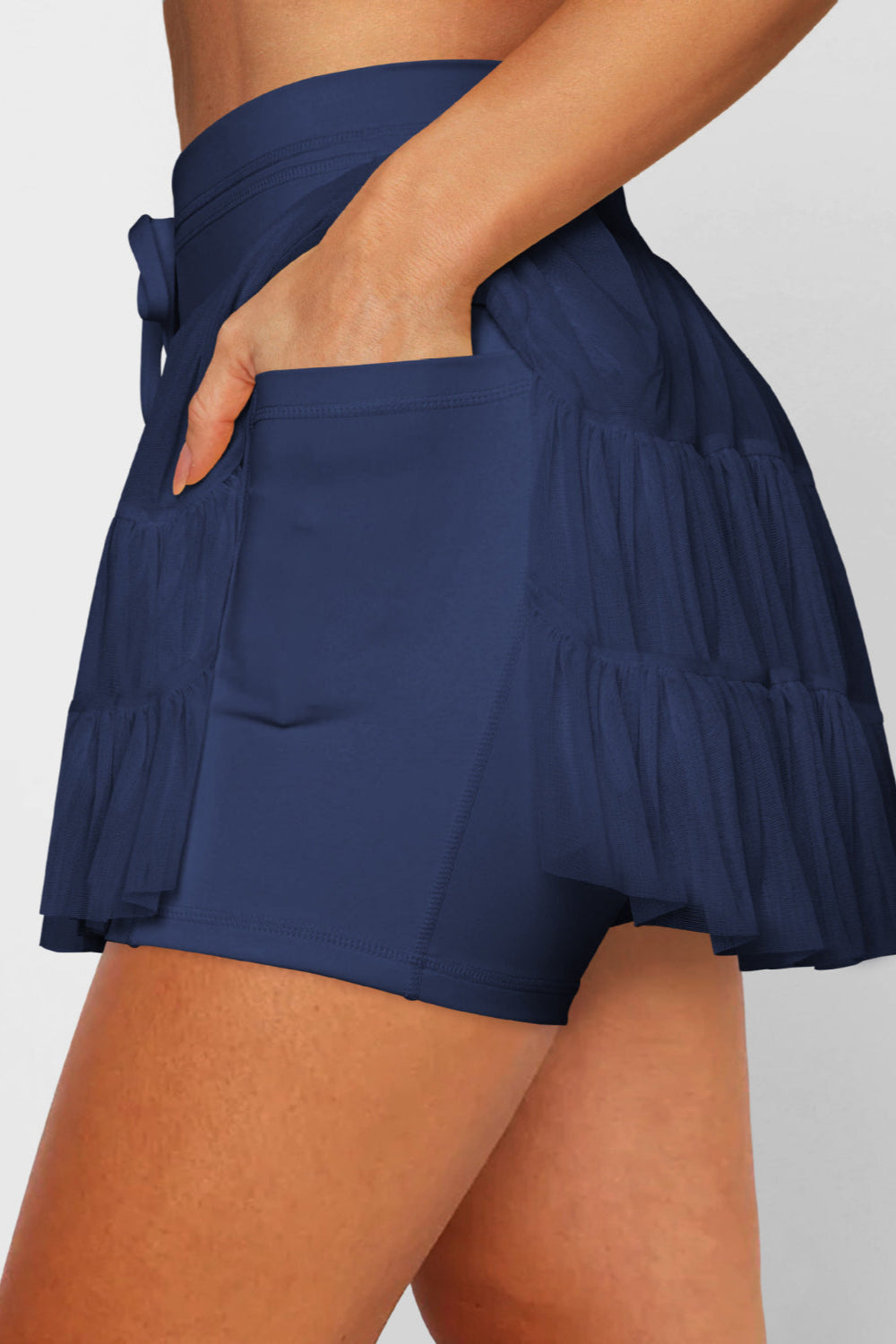 Ruched Mini Skort with Pockets