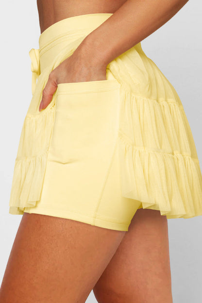 Ruched Mini Skort with Pockets