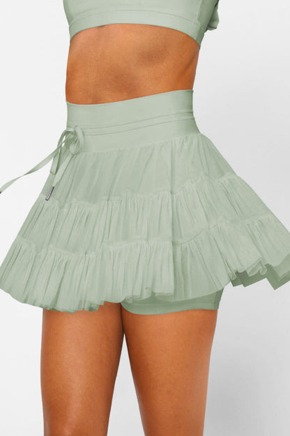 Ruched Mini Skort with Pockets