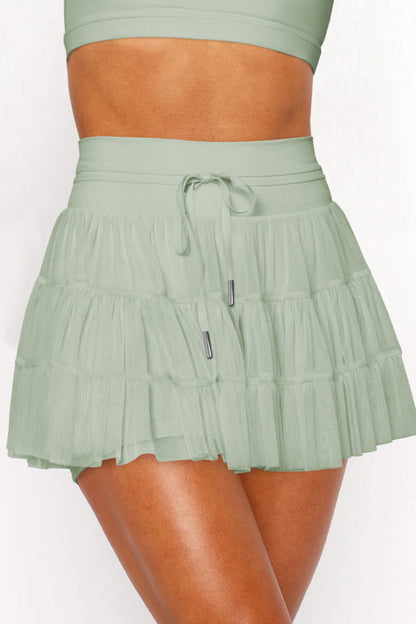 Ruched Mini Skort with Pockets
