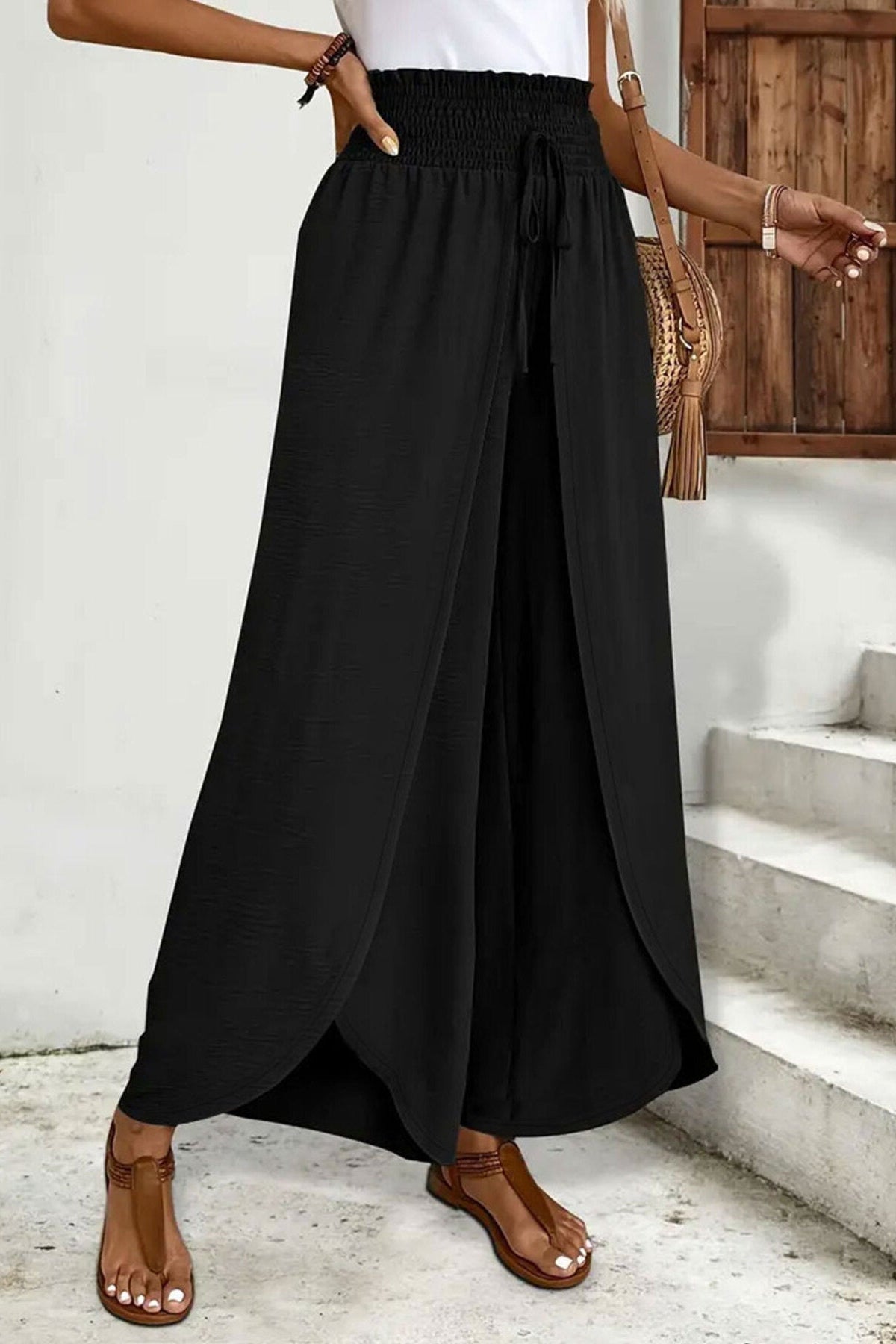 High-Rise Slit Leg Pants
