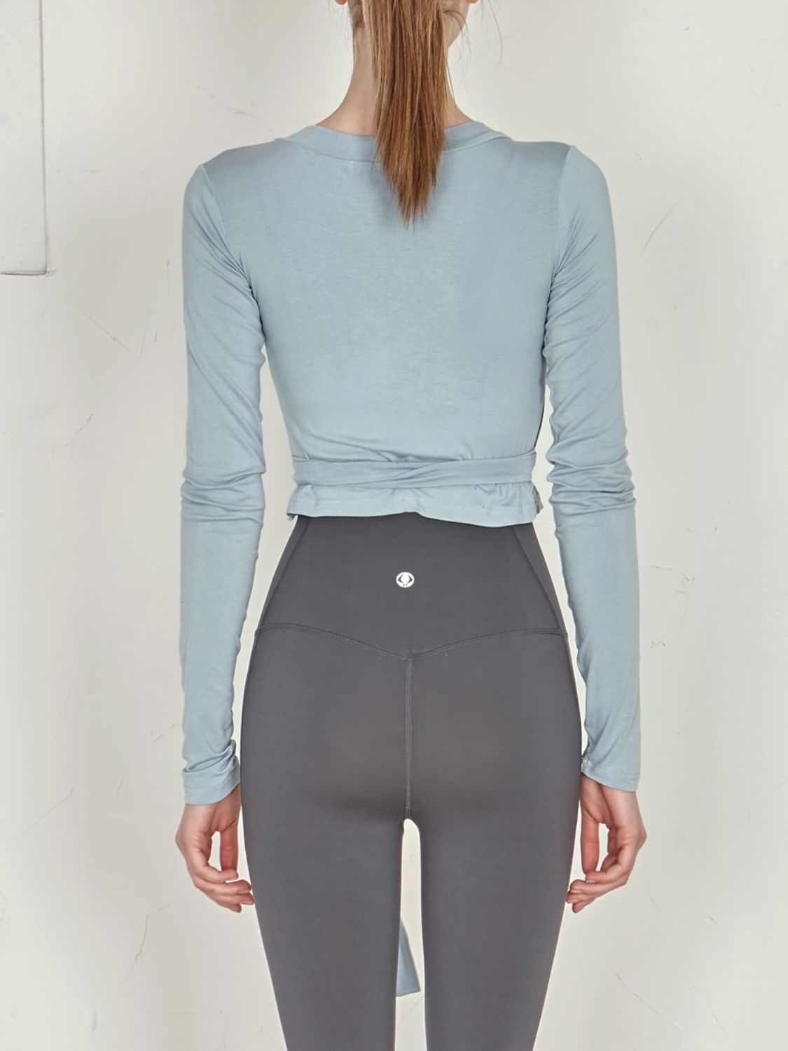 Tied Surplice Long Sleeve Top